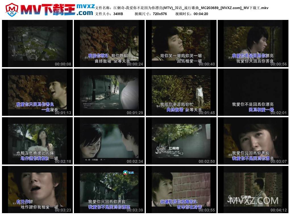 江俐奇-我爱你不是因为你漂亮(MTV)_国语_流行歌曲_MC203659